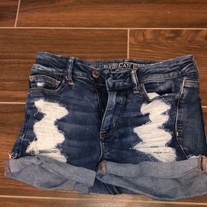 dark wash denim shorts from american eagle